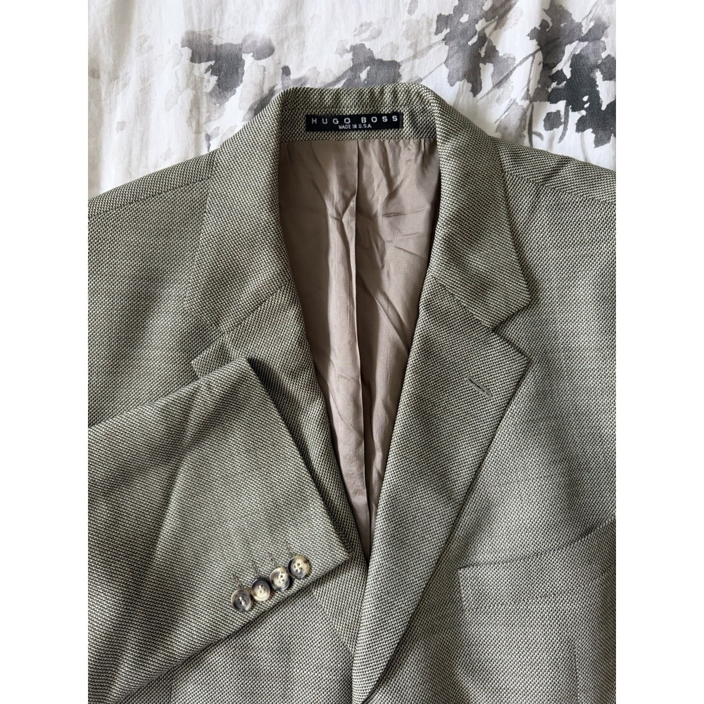 Vintage Hugo BOSS Einstein Suit Jacket Sport Coat Blazer Wool Woven Made In USA